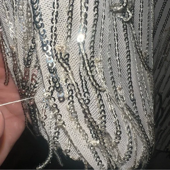 NwT Harlyn Silver Sequin Fringe Dress (Missing Belt) - Picture 12 of 13
